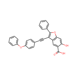 O=C(O)c1cc2c(C#Cc3ccc(Oc4ccccc4)cc3)c(-c3ccccc3)oc2cc1O ZINC000095596245