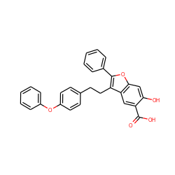 O=C(O)c1cc2c(CCc3ccc(Oc4ccccc4)cc3)c(-c3ccccc3)oc2cc1O ZINC000095594752