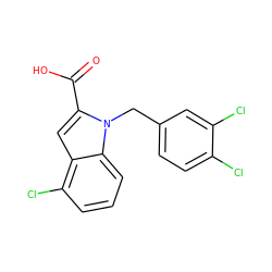 O=C(O)c1cc2c(Cl)cccc2n1Cc1ccc(Cl)c(Cl)c1 ZINC000013588885