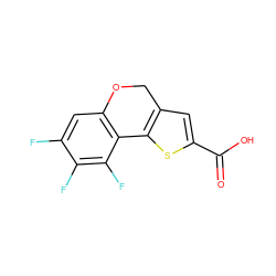 O=C(O)c1cc2c(s1)-c1c(cc(F)c(F)c1F)OC2 ZINC000584640075