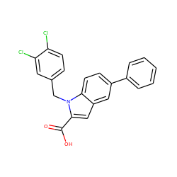 O=C(O)c1cc2cc(-c3ccccc3)ccc2n1Cc1ccc(Cl)c(Cl)c1 ZINC000013588898