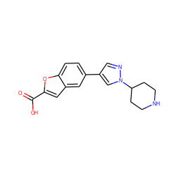 O=C(O)c1cc2cc(-c3cnn(C4CCNCC4)c3)ccc2o1 ZINC000071295624