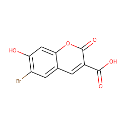 O=C(O)c1cc2cc(Br)c(O)cc2oc1=O ZINC000072219784