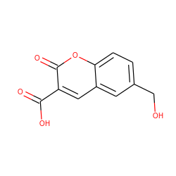 O=C(O)c1cc2cc(CO)ccc2oc1=O ZINC000045260390