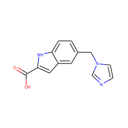 O=C(O)c1cc2cc(Cn3ccnc3)ccc2[nH]1 ZINC000029391506