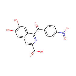 O=C(O)c1cc2cc(O)c(O)cc2c(C(=O)c2ccc([N+](=O)[O-])cc2)n1 ZINC000013490151