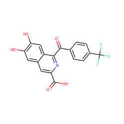 O=C(O)c1cc2cc(O)c(O)cc2c(C(=O)c2ccc(C(F)(F)F)cc2)n1 ZINC000013490148