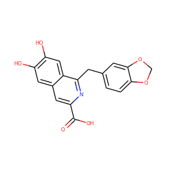 O=C(O)c1cc2cc(O)c(O)cc2c(Cc2ccc3c(c2)OCO3)n1 ZINC000013490144