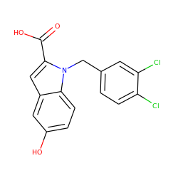 O=C(O)c1cc2cc(O)ccc2n1Cc1ccc(Cl)c(Cl)c1 ZINC000000008802