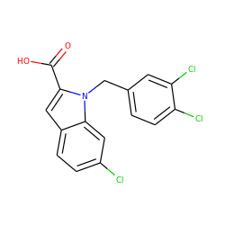 O=C(O)c1cc2ccc(Cl)cc2n1Cc1ccc(Cl)c(Cl)c1 ZINC000013588887