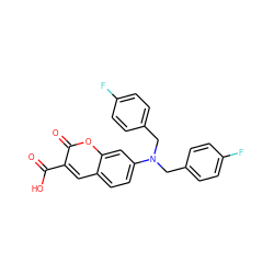 O=C(O)c1cc2ccc(N(Cc3ccc(F)cc3)Cc3ccc(F)cc3)cc2oc1=O ZINC000205343498