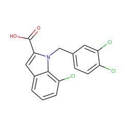 O=C(O)c1cc2cccc(Cl)c2n1Cc1ccc(Cl)c(Cl)c1 ZINC000013588888