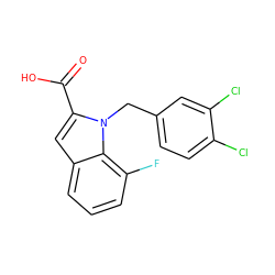 O=C(O)c1cc2cccc(F)c2n1Cc1ccc(Cl)c(Cl)c1 ZINC000013588883