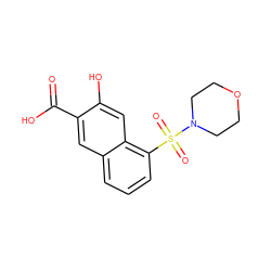 O=C(O)c1cc2cccc(S(=O)(=O)N3CCOCC3)c2cc1O ZINC000000041919