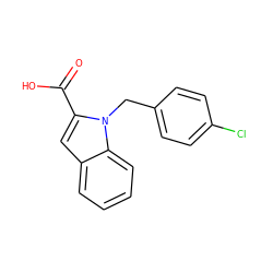 O=C(O)c1cc2ccccc2n1Cc1ccc(Cl)cc1 ZINC000009239708