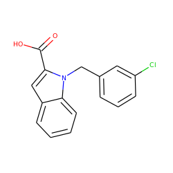 O=C(O)c1cc2ccccc2n1Cc1cccc(Cl)c1 ZINC000013588853