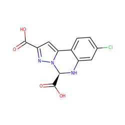 O=C(O)c1cc2n(n1)[C@H](C(=O)O)Nc1cc(Cl)ccc1-2 ZINC000013472593