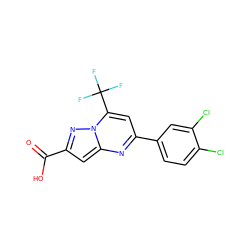 O=C(O)c1cc2nc(-c3ccc(Cl)c(Cl)c3)cc(C(F)(F)F)n2n1 ZINC000000799880