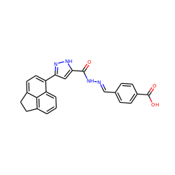 O=C(O)c1ccc(/C=N/NC(=O)c2cc(-c3ccc4c5c(cccc35)CC4)n[nH]2)cc1 ZINC000005126158