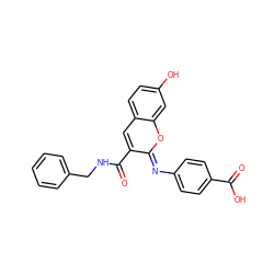 O=C(O)c1ccc(/N=c2\oc3cc(O)ccc3cc2C(=O)NCc2ccccc2)cc1 ZINC000020619383