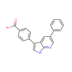 O=C(O)c1ccc(-c2c[nH]c3ncc(-c4ccccc4)cc23)cc1 ZINC000034658192