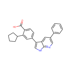 O=C(O)c1ccc(-c2c[nH]c3ncc(-c4ccccc4)cc23)cc1C1CCCC1 ZINC000043015507