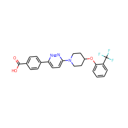 O=C(O)c1ccc(-c2ccc(N3CCC(Oc4ccccc4C(F)(F)F)CC3)nn2)cc1 ZINC000082151482