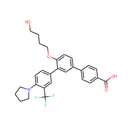 O=C(O)c1ccc(-c2ccc(OCCCCO)c(-c3ccc(N4CCCC4)c(C(F)(F)F)c3)c2)cc1 ZINC000035835617