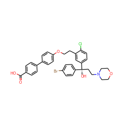 O=C(O)c1ccc(-c2ccc(OCCc3cc([C@@](O)(CCN4CCOCC4)c4ccc(Br)cc4)ccc3Cl)cc2)cc1 ZINC000072147669