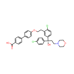 O=C(O)c1ccc(-c2ccc(OCCc3cc([C@@](O)(CCN4CCOCC4)c4ccc(Cl)cc4)ccc3Cl)cc2)cc1 ZINC000064513152