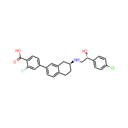 O=C(O)c1ccc(-c2ccc3c(c2)C[C@@H](NC[C@H](O)c2ccc(Cl)cc2)CC3)cc1F ZINC000040847933