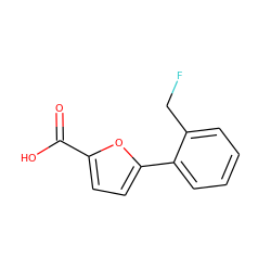 O=C(O)c1ccc(-c2ccccc2CF)o1 ZINC000028529857