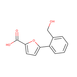 O=C(O)c1ccc(-c2ccccc2CO)o1 ZINC000028530174