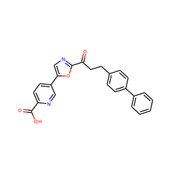 O=C(O)c1ccc(-c2cnc(C(=O)CCc3ccc(-c4ccccc4)cc3)o2)cn1 ZINC000029136198