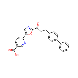 O=C(O)c1ccc(-c2cnc(C(=O)CCc3ccc(-c4ccccc4)cc3)o2)nc1 ZINC000029136290