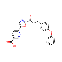 O=C(O)c1ccc(-c2cnc(C(=O)CCc3ccc(Oc4ccccc4)cc3)o2)nc1 ZINC000029135768