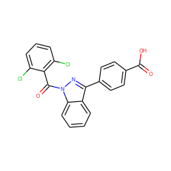 O=C(O)c1ccc(-c2nn(C(=O)c3c(Cl)cccc3Cl)c3ccccc23)cc1 ZINC000146318664