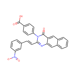 O=C(O)c1ccc(-n2c(/C=C/c3cccc([N+](=O)[O-])c3)nc3cc4ccccc4cc3c2=O)cc1 ZINC000058574840