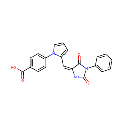 O=C(O)c1ccc(-n2cccc2/C=C2/NC(=O)N(c3ccccc3)C2=O)cc1 ZINC000009014139