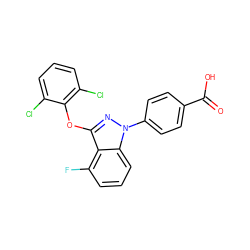 O=C(O)c1ccc(-n2nc(Oc3c(Cl)cccc3Cl)c3c(F)cccc32)cc1 ZINC001772574345