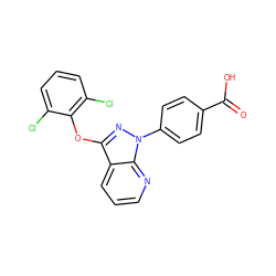 O=C(O)c1ccc(-n2nc(Oc3c(Cl)cccc3Cl)c3cccnc32)cc1 ZINC001772580871