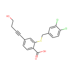 O=C(O)c1ccc(C#CCCO)cc1SCc1ccc(Cl)c(Cl)c1 ZINC000073139326