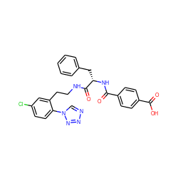 O=C(O)c1ccc(C(=O)N[C@@H](Cc2ccccc2)C(=O)NCCc2cc(Cl)ccc2-n2cnnn2)cc1 ZINC000201540284