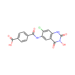 O=C(O)c1ccc(C(=O)Nc2cc3c(=O)n(O)c(=O)[nH]c3cc2Cl)cc1 ZINC000035050330