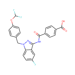 O=C(O)c1ccc(C(=O)Nc2nn(Cc3ccc(OC(F)F)cc3)c3ccc(F)cc23)cc1 ZINC000114926128