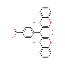 O=C(O)c1ccc(C(c2c(O)oc3ccccc3c2=O)c2c(O)oc3ccccc3c2=O)cc1 ZINC000026507316