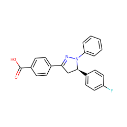 O=C(O)c1ccc(C2=NN(c3ccccc3)[C@@H](c3ccc(F)cc3)C2)cc1 ZINC000058541192