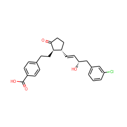 O=C(O)c1ccc(CC[C@H]2C(=O)CC[C@@H]2/C=C/[C@@H](O)Cc2cccc(Cl)c2)cc1 ZINC001772574571