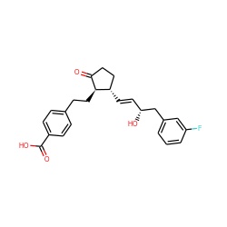 O=C(O)c1ccc(CC[C@H]2C(=O)CC[C@@H]2/C=C/[C@@H](O)Cc2cccc(F)c2)cc1 ZINC001772589648