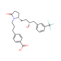 O=C(O)c1ccc(CCCN2C(=O)CC[C@@H]2CC[C@@H](O)Cc2cccc(C(F)(F)F)c2)cc1 ZINC000036160151